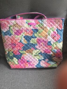 Vera Bradley Pink Floral Quilted Tote Bag